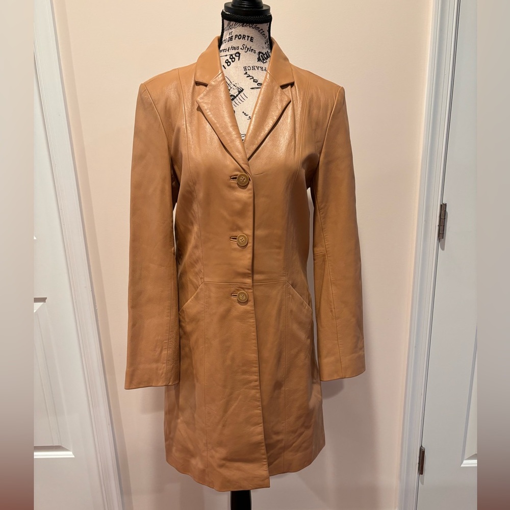Wilsons Leather Pelle Studio Trench Butter Soft Coat Jacket Lady’s size M